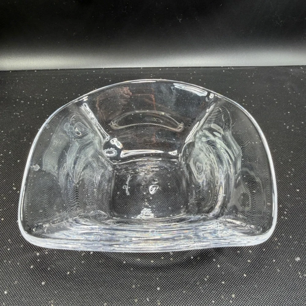 Simon Pearce Woodbury Glass Bowl Clear Hand Blown Signed Crystal Dish‎ Bowl VTG